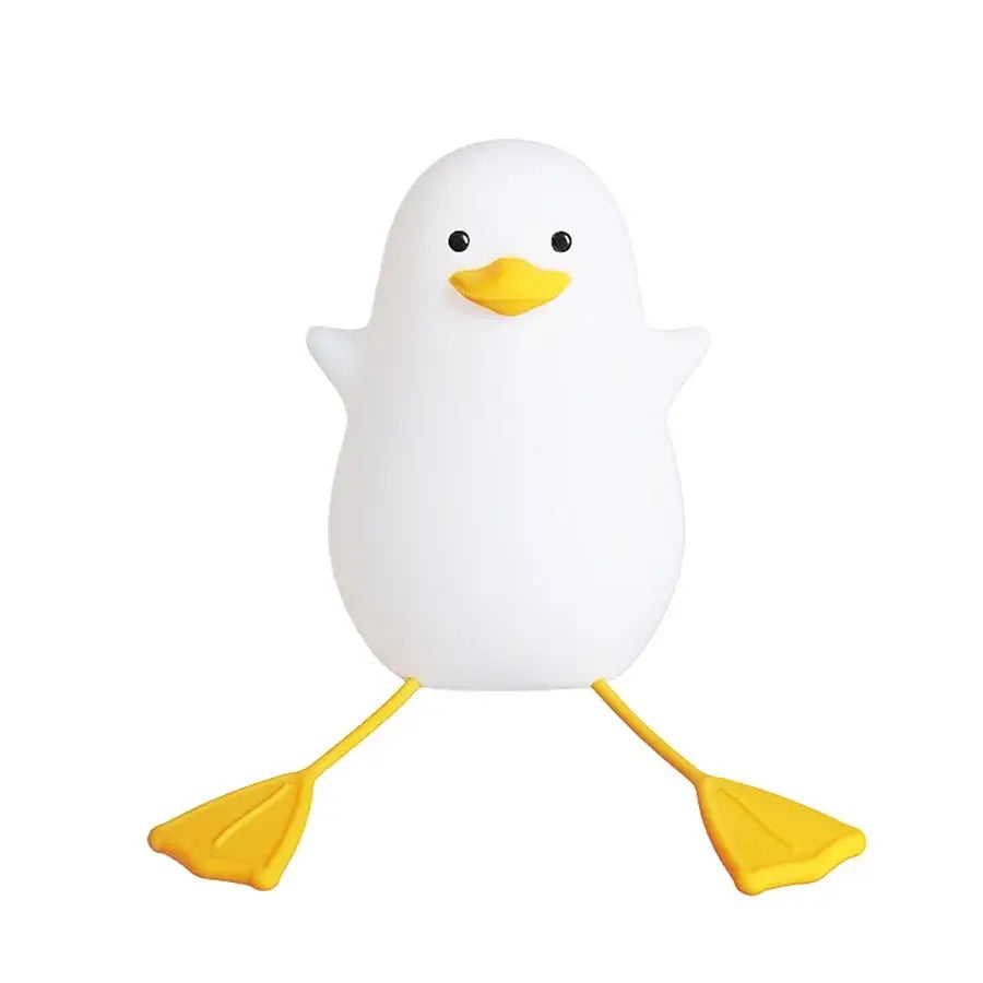 White plush decorbites duck cartoon night lamp with yellow beak and webbed feet usb rechargeable night light