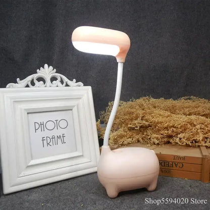 Pastel pink pig-shaped elk night lamp with flexible neck and soft glowing light for decorbites elk night decor
