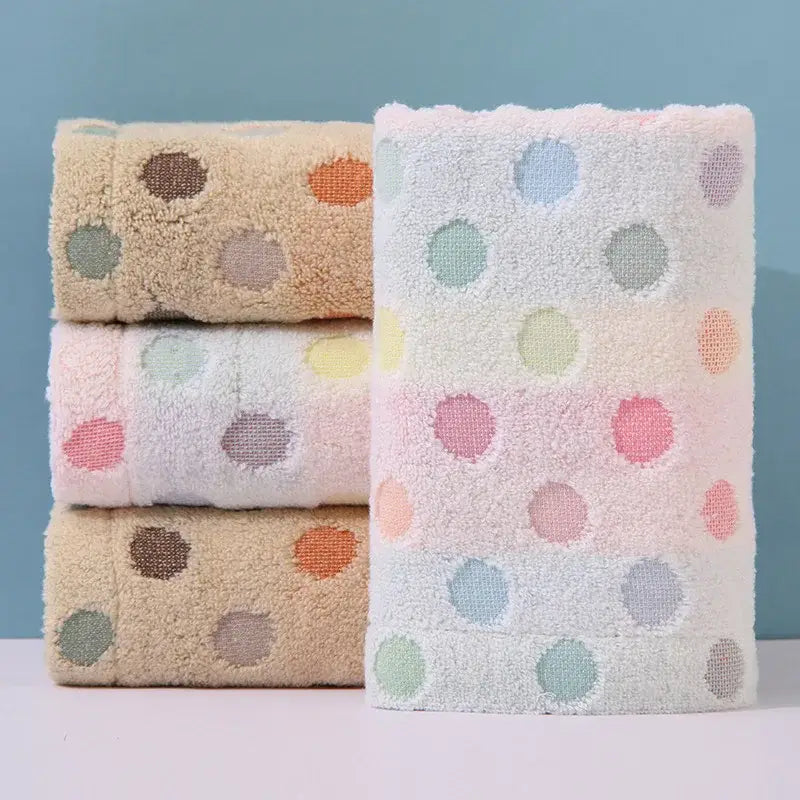 Pastel polka dot cotton face towel set with soft textured fabric and colorful embroidered dots for decorbites dot face decor