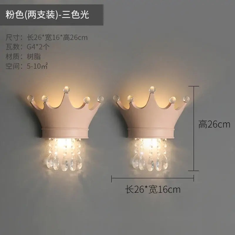 Pink crown wall sconce with crystal droplets made of cute resin crystal for bedroom decorbites cute resin decor