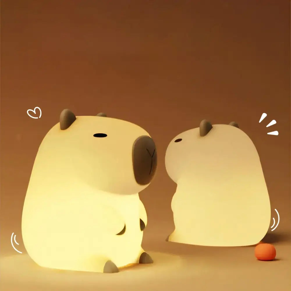 Soft glowing decorbites capybara silicone night light with smooth rounded body and dark brown accents for bedroom decor