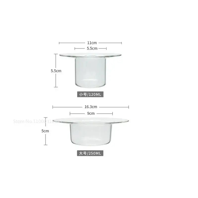 Clear glass dessert bowls in two sizes featuring straw hat design from decorbites cute straw for dining room use