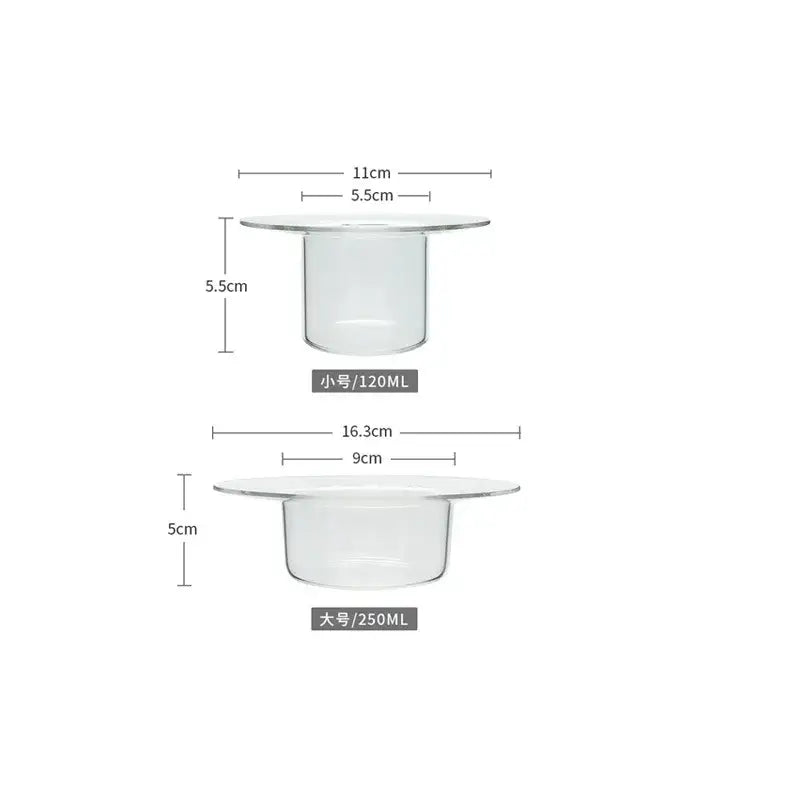 Clear glass tiered dessert bowl in two sizes for dining room decorbites cute straw hat glass bowl collection