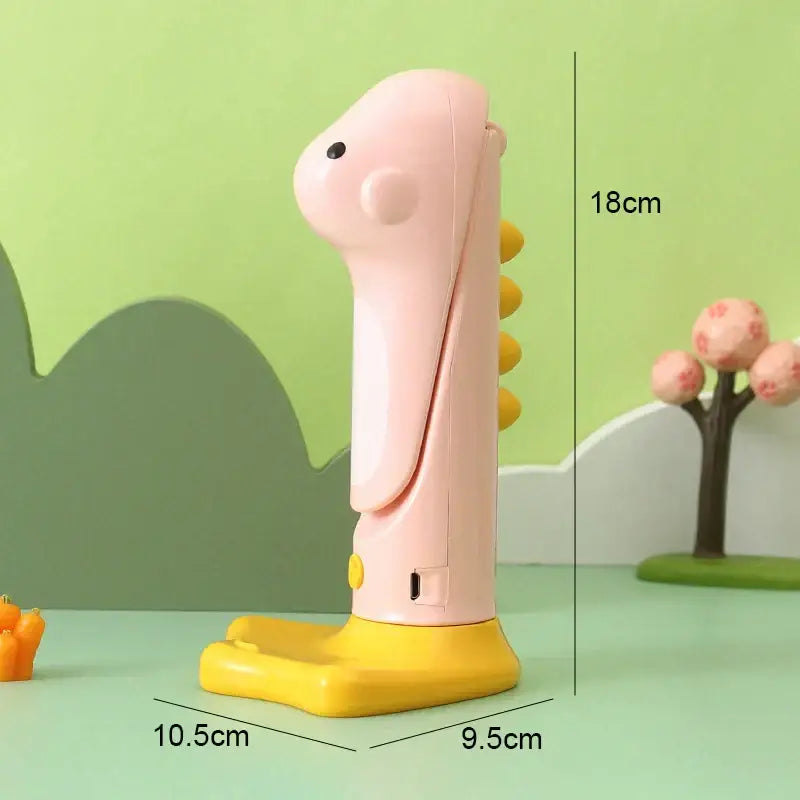 Cute pink and yellow dinosaur handheld vacuum cleaner with led night light for bedroom study lamp use