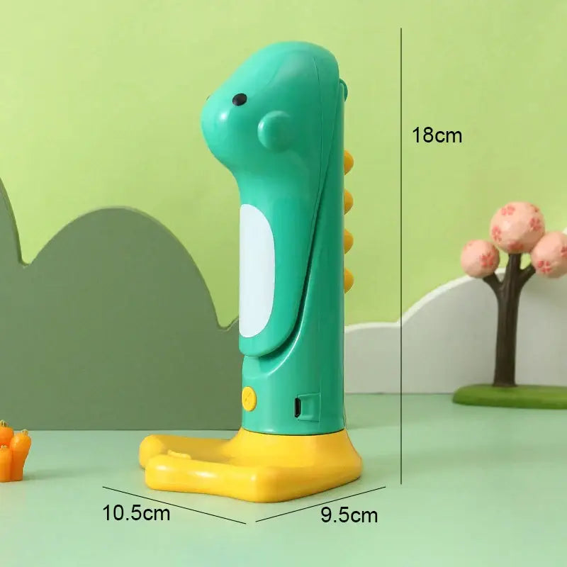 Cute dinosaur led night light shaped like a teal and yellow dinosaur with orange spikes for bedroom or study use