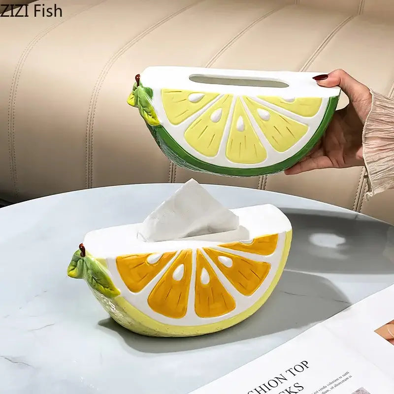 Cute yellow lemon ceramic tissue box holder with vibrant glaze and detailed pulp segments for bedroom decorbites decorbites lemon ceramic tissue
