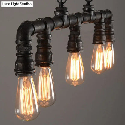 DecorBites™ Cyberpunk Black Iron Plumbing Pipe Hanging Lamp - 5-Light Pendant for Dining Room Island