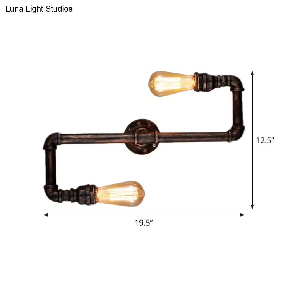 DecorBites™ Cyberpunk Bronze Finish Iron Wall Mounted Lamp - 2 Heads Tortuous Pipe Wall Light Kit for Restaurants