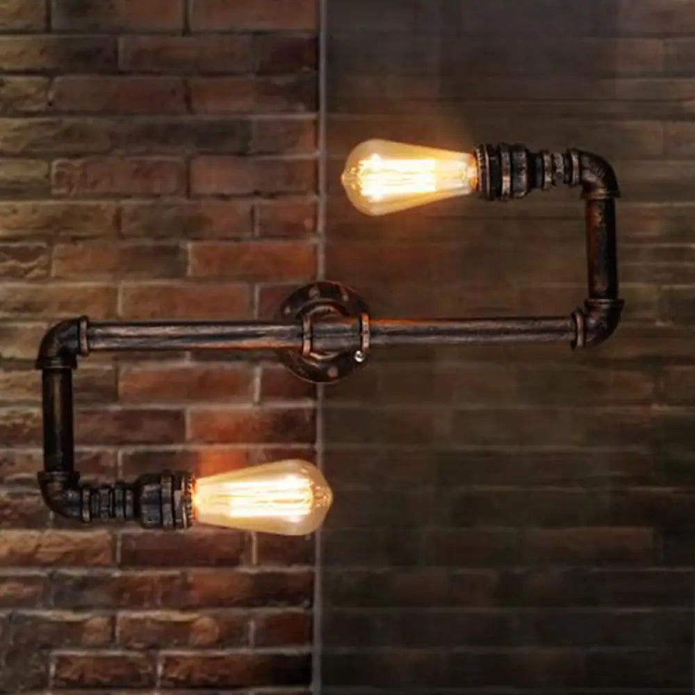 DecorBites™ Cyberpunk Bronze Finish Iron Wall Mounted Lamp - 2 Heads Tortuous Pipe Wall Light Kit for Restaurants
