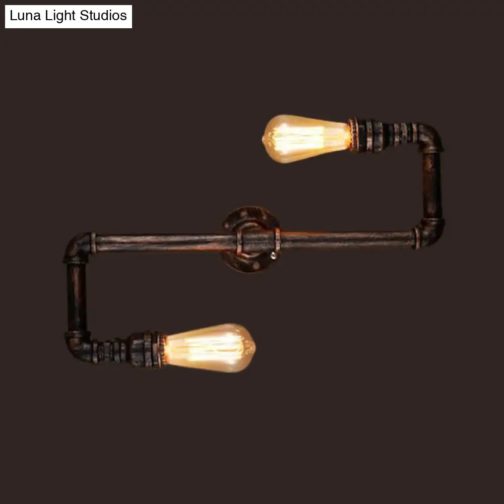 DecorBites™ Cyberpunk Bronze Finish Iron Wall Mounted Lamp - 2 Heads Tortuous Pipe Wall Light Kit for Restaurants