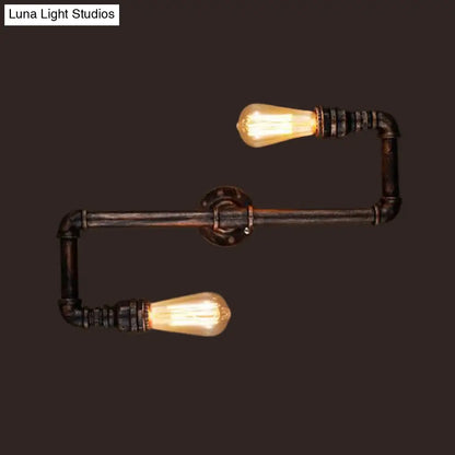 DecorBites™ Cyberpunk Bronze Finish Iron Wall Mounted Lamp - 2 Heads Tortuous Pipe Wall Light Kit for Restaurants