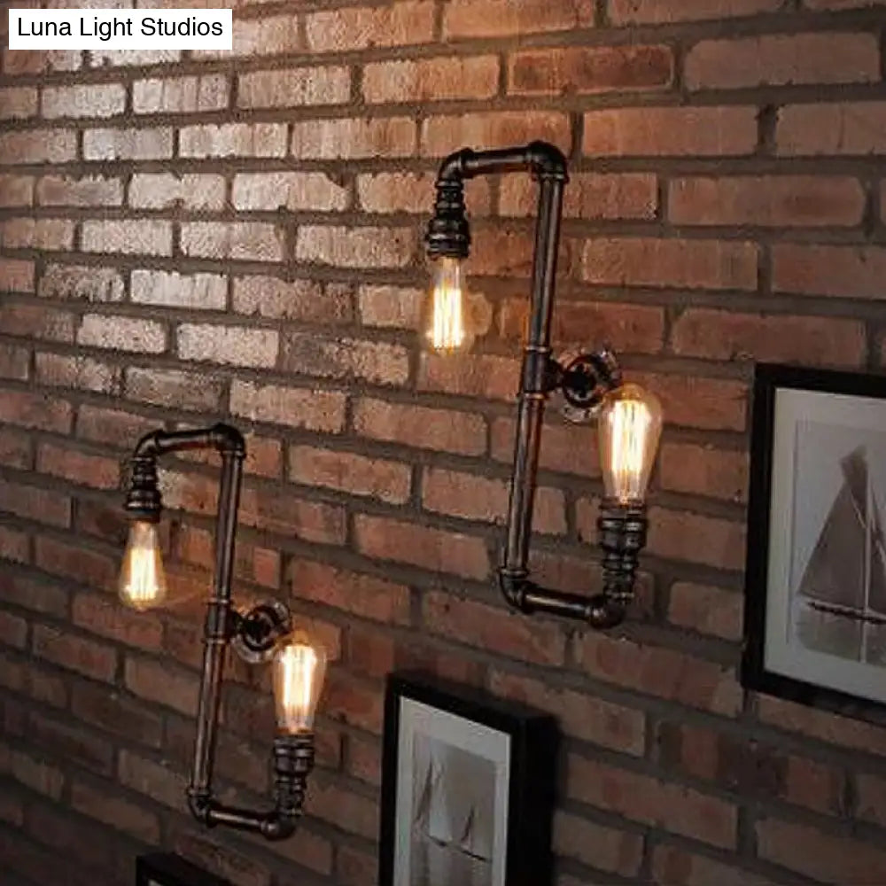 DecorBites™ Cyberpunk Bronze Finish Iron Wall Mounted Lamp - 2 Heads Tortuous Pipe Wall Light Kit for Restaurants
