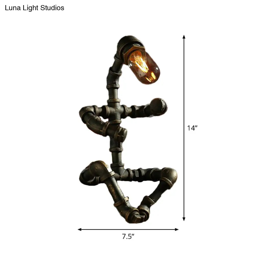 مصباح طاولة جانبية على شكل روبوت من طراز Cyberpunk Iron Pipe - مصباح نحاسي/نحاسي أحادي المصباح لغرفة الأولاد