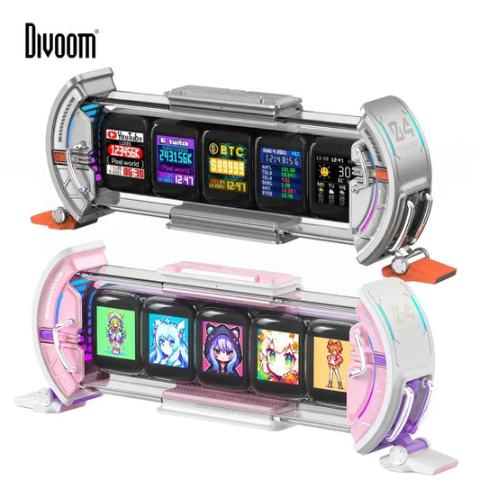 The divoom z4 cyberpunk pixel art clock in silver and pink features rgb display perfect for bedroom decorbites cyberpunk pixel use
