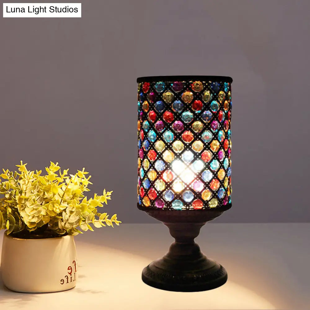 مصباح طاولة أسطواني من النحاس الأصفر - ديكور أنيق لغرفة المعيشة