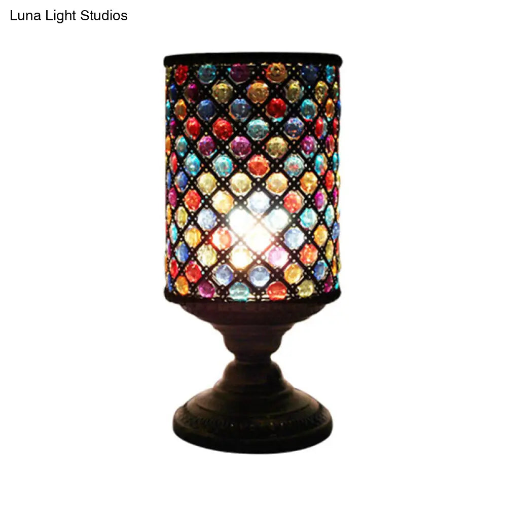 مصباح طاولة أسطواني من النحاس الأصفر - ديكور أنيق لغرفة المعيشة