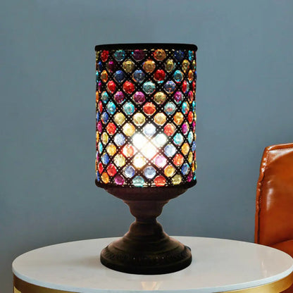 مصباح طاولة أسطواني من النحاس الأصفر - ديكور أنيق لغرفة المعيشة