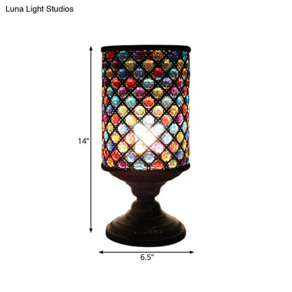 مصباح طاولة أسطواني من النحاس الأصفر - ديكور أنيق لغرفة المعيشة