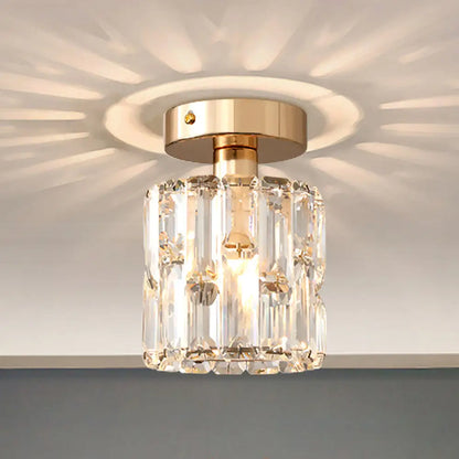 DecorBites™ DecorBites™ Cylinder Crystal Semi Flush Mount Ceiling Light in Clear/Smoke Grey - Small Bulb