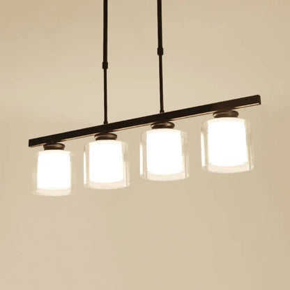 DecorBites™ Cylinder Island Pendant Light Fixture - Modern Black/Silver, Clear Glass - Ideal for Kitchen