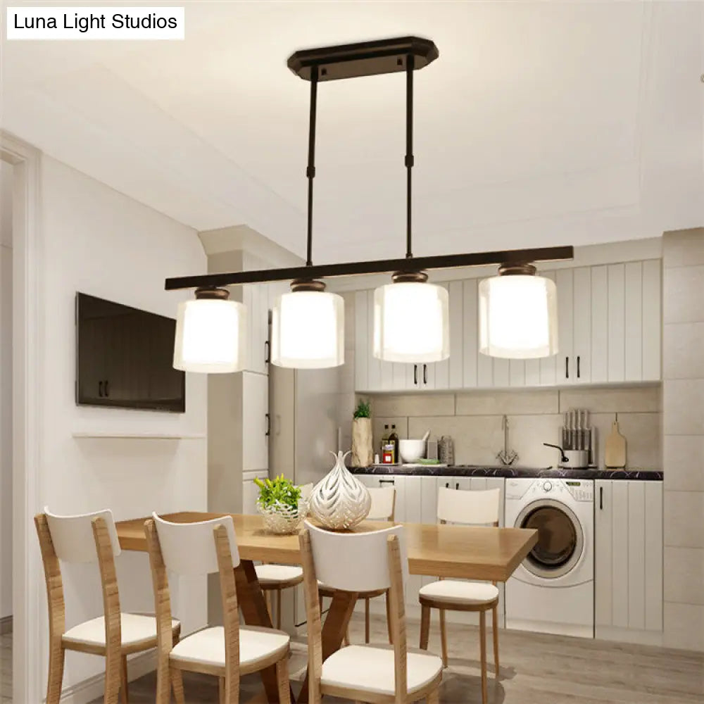 DecorBites™ Cylinder Island Pendant Light Fixture - Modern Black/Silver, Clear Glass - Ideal for Kitchen