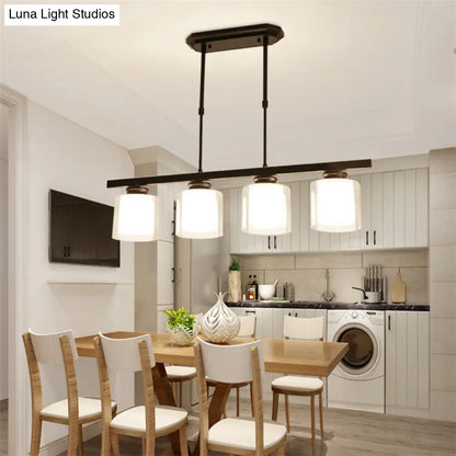 DecorBites™ Cylinder Island Pendant Light Fixture - Modern Black/Silver, Clear Glass - Ideal for Kitchen