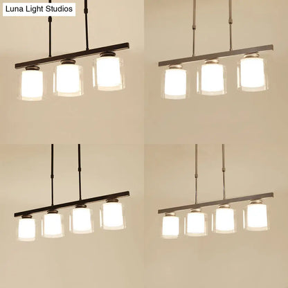 DecorBites™ Cylinder Island Pendant Light Fixture - Modern Black/Silver, Clear Glass - Ideal for Kitchen