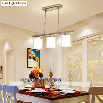 DecorBites™ Cylinder Island Pendant Light Fixture - Modern Black/Silver, Clear Glass - Ideal for Kitchen