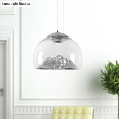 Cylinder/Semicircle Pendant Light - Modern Clear Glass LED Hanging Lamp for Dining Room