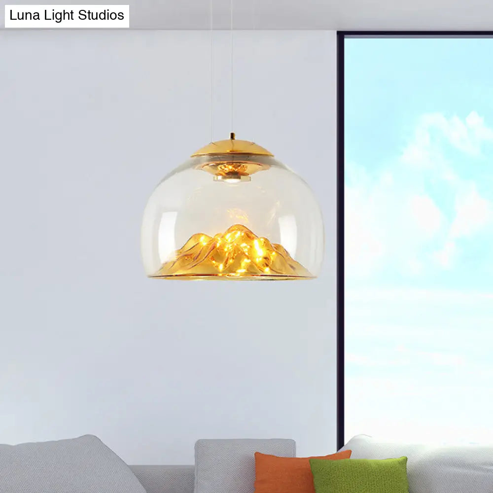 Cylinder/Semicircle Pendant Light - Modern Clear Glass LED Hanging Lamp for Dining Room