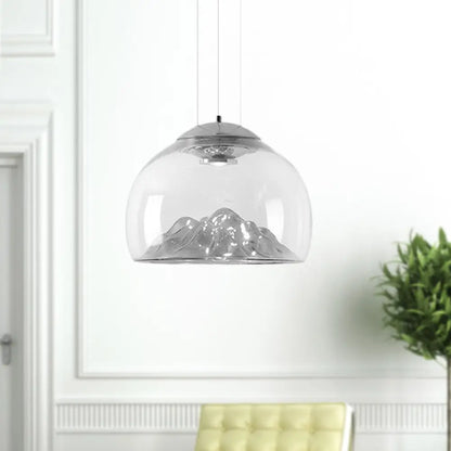 Cylinder/Semicircle Pendant Light - Modern Clear Glass LED Hanging Lamp for Dining Room