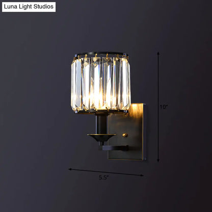 وحدة إضاءة حائط أسطوانية - إضاءة شمعدان كريستالية منشورية بمصباح واحد من سيمبليسيتي (أسود)