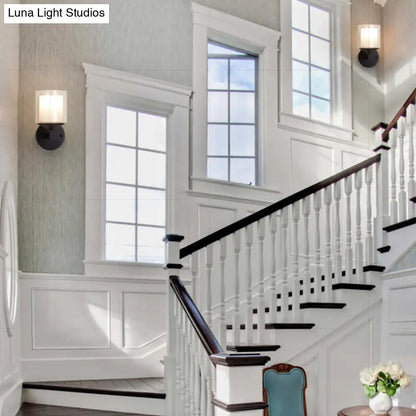 DecorBites™ DecorBites™ Cylinder Wall Mounted Industrial Light with Clear Glass in Black/Silver