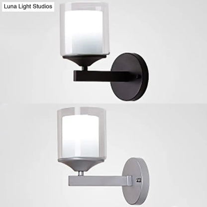 DecorBites™ DecorBites™ Cylinder Wall Mounted Industrial Light with Clear Glass in Black/Silver
