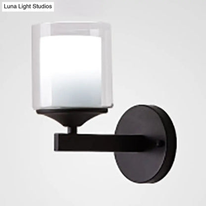 DecorBites™ DecorBites™ Cylinder Wall Mounted Industrial Light with Clear Glass in Black/Silver
