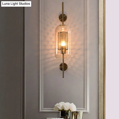 DecorBites™ DecorBites™ Cylindrical Wall Sconce: Silver/Gold Industrial Light Fixture, 1-Light, Smoke Glass, 5"/6" Wide