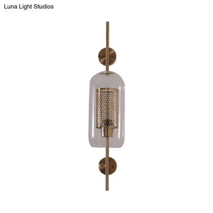 DecorBites™ DecorBites™ Cylindrical Wall Sconce: Silver/Gold Industrial Light Fixture, 1-Light, Smoke Glass, 5"/6" Wide