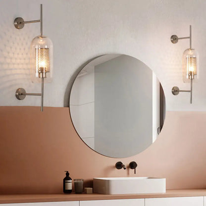 DecorBites™ DecorBites™ Cylindrical Wall Sconce: Silver/Gold Industrial Light Fixture, 1-Light, Smoke Glass, 5"/6" Wide