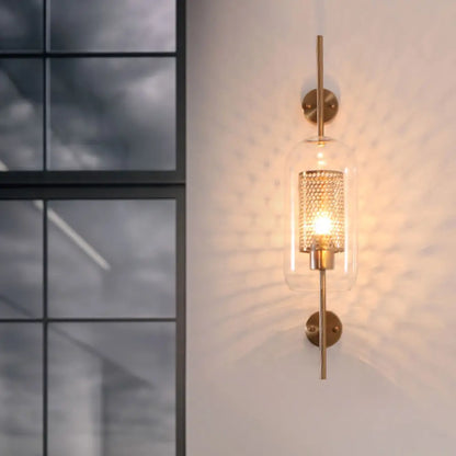 DecorBites™ DecorBites™ Cylindrical Wall Sconce: Silver/Gold Industrial Light Fixture, 1-Light, Smoke Glass, 5"/6" Wide