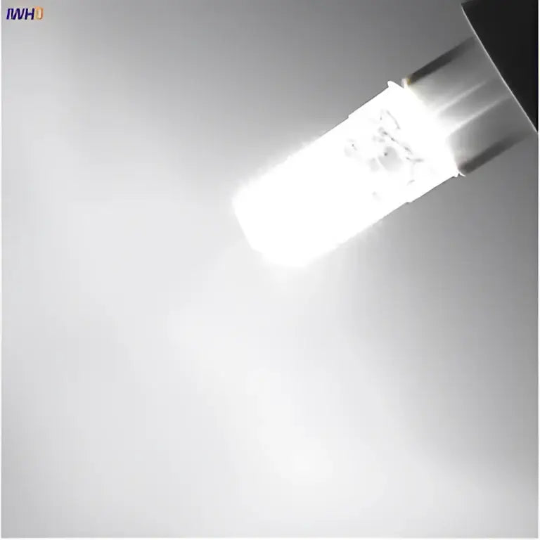 Bright white lead bulb with clear cylindrical glass housing and metallic base for decorbites 3w led g9 bulb kitchen light