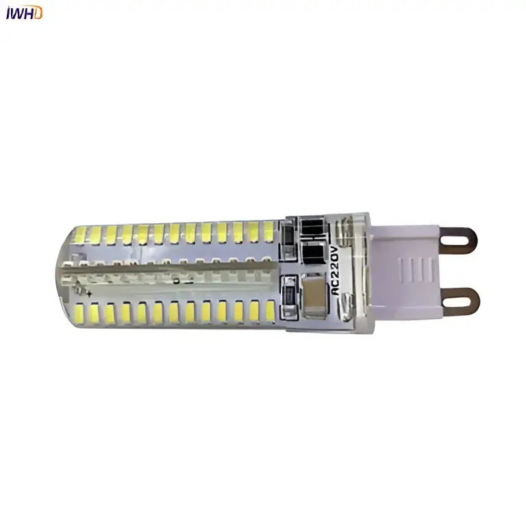 Clear glass led g9 bulb with warm white yellowish leds in rows cylindrical body decorbites 3w led for kitchen light