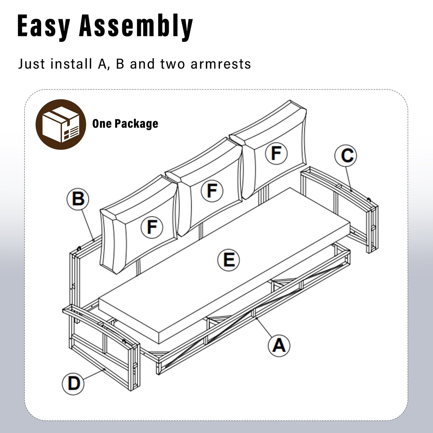GO 69 PE Wicker 3-Person Porch Swing With Chains, Large Patio Swing Bench With Cushions For Backyard, Garden, And Poolside, Gray69