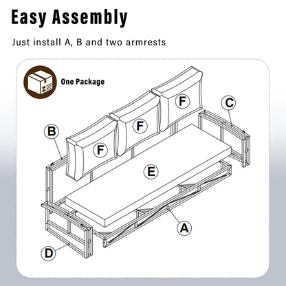 GO 69 PE Wicker 3-Person Porch Swing With Chains, Large Patio Swing Bench With Cushions For Backyard, Garden, And Poolside, Gray69
