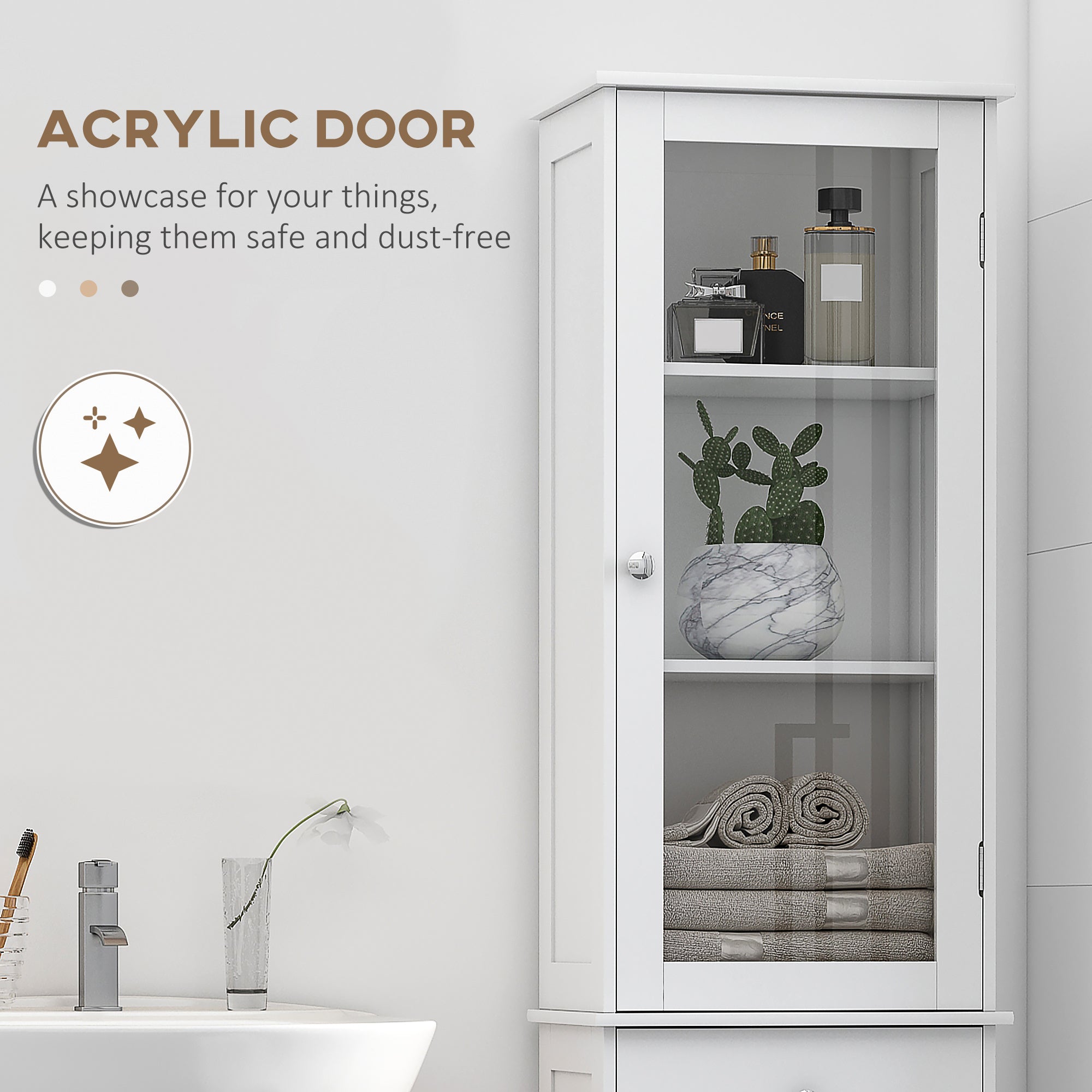 White Tall Linen Cabinet