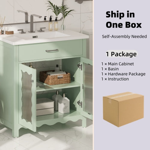 Green Glass Vanity Cabinet