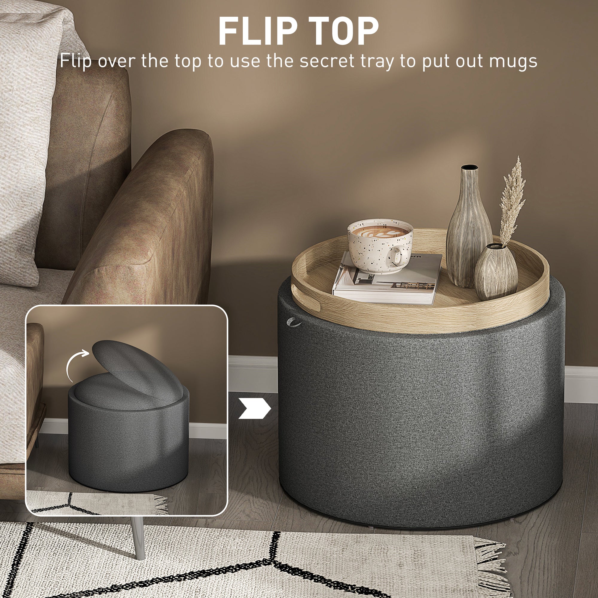 Linen Storage Ottoman Table