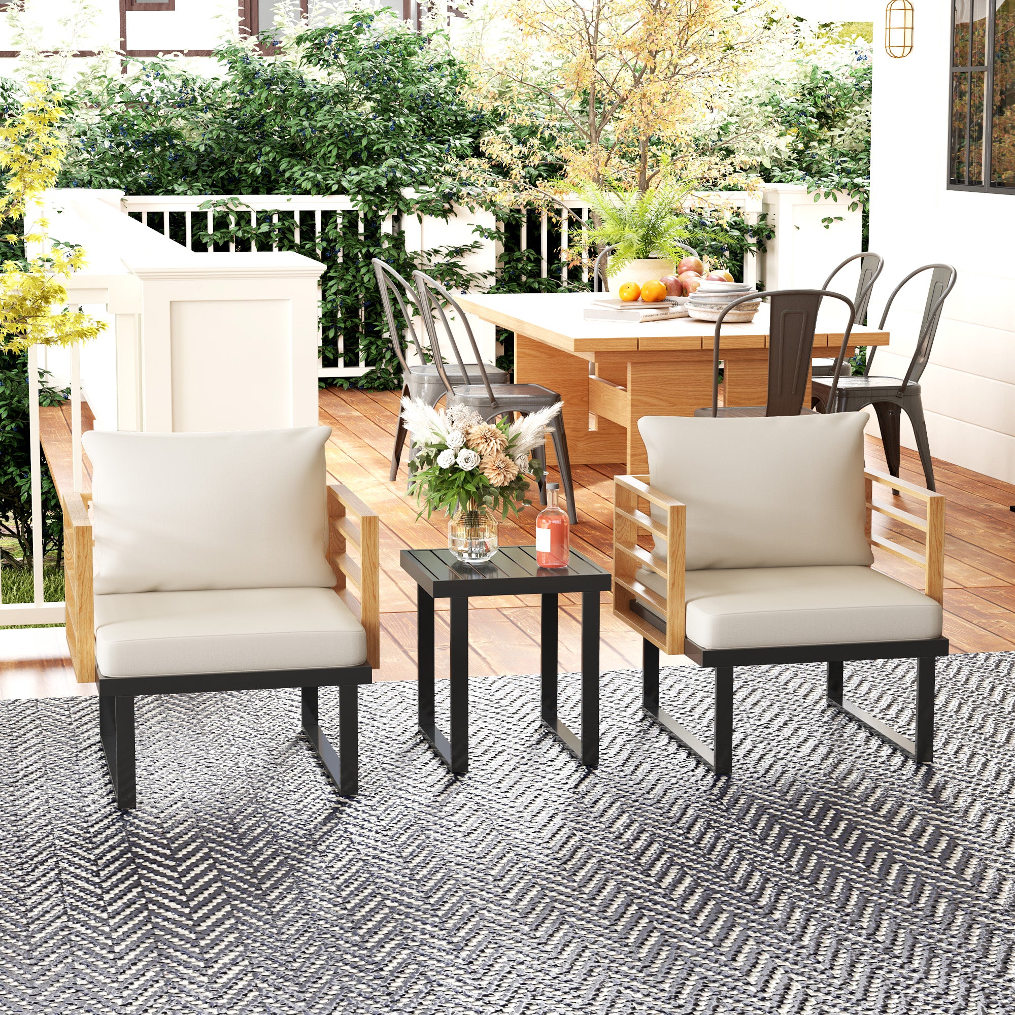 Beige Metal Bistro Set