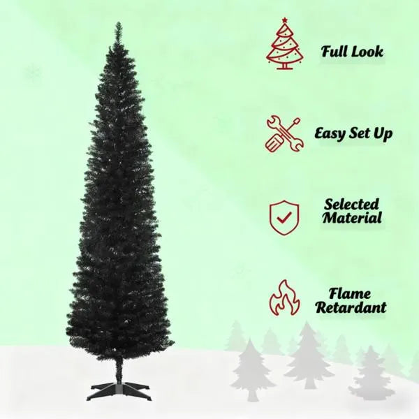 Pencil Christmas Tree With Sturdy Base, Perfect For Modern Holiday Decor