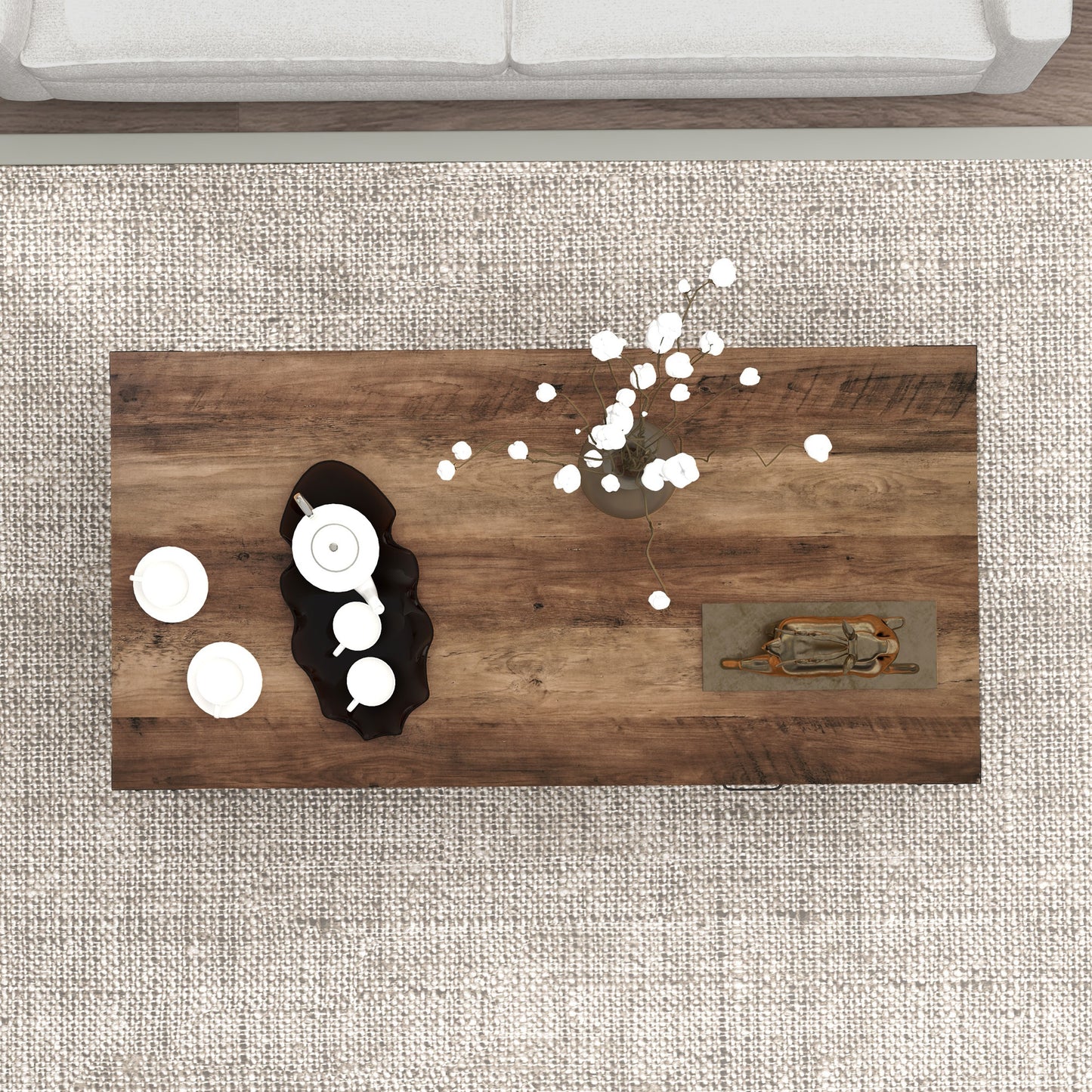 Farmhouse Coffee Table with Storage and Drawer