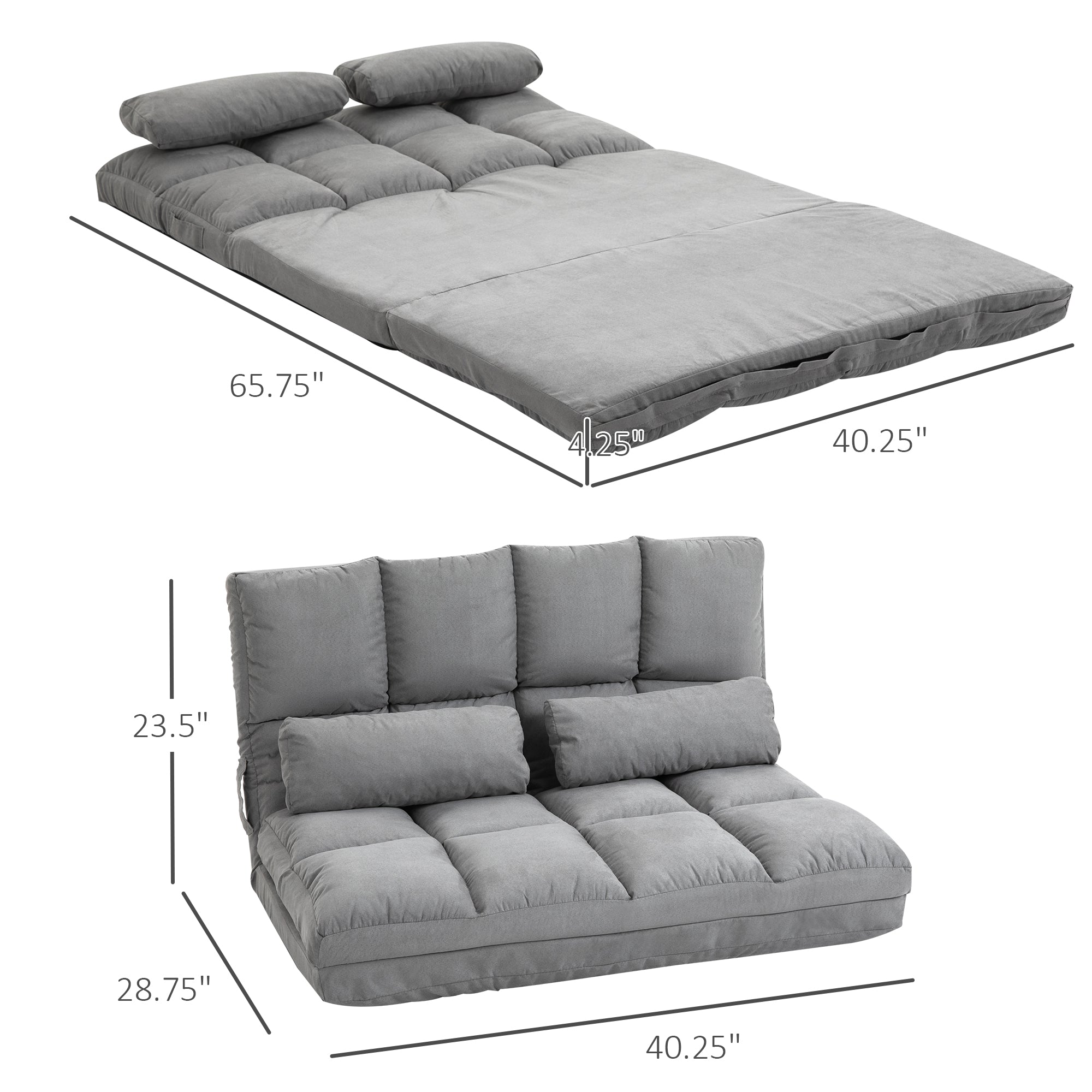 Gray Convertible Sofa Chair